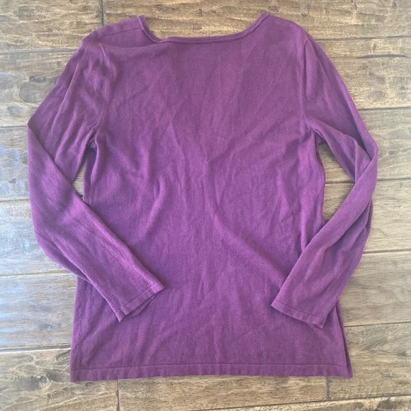 J.Jill Sweater Pullover V Neck Women's Medium Cotton Cashmere - Picture 2 of 9